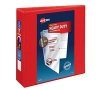 Avery Heavy Duty View 3 Ring Binder, 3" One Touch EZD Ring, Holds 8.5" x 11" Paper, 4 Red Binders (79325)