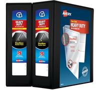 Avery Heavy-Duty View 3 Ring Binder, 3" One Touch Slant Rings, Holds 8.5" x 11" Paper, 2 Black Binders (79873)