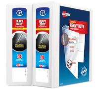 Avery Heavy-Duty View 3 Ring Binder, 3" One Touch Slant Rings, Holds 8.5" x 11" Paper, 2 White Binders (79791)