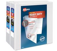 Avery Heavy Duty View 3 Ring Binder, 4" One Touch Slant Ring, Holds 8.5" x 11" Paper, 2 White Binders (79875)