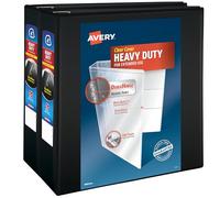 Avery Heavy-Duty View 3 Ring Binder, 4" One Touch Slant Rings, Holds 8.5" x 11" Paper, 2 Black Binders (79874)