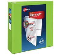 Avery Heavy-Duty View 3 Ring Binder, 4" Rings, 1 Chartreuse Binder | For Heavy School, Home and Office Use, DuraHinge® Tear-Resistant Spine, DuraEdge® Split-Resistant Sides, Clear View Overlays