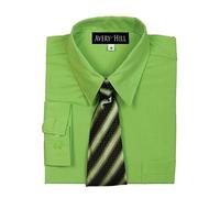 Avery Hill Boys Long Sleeve Dress Shirt with Windsor Tie, Lime, 14