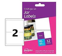 Avery HJJ01 Create Your Own Printable, Customisable Glossy Jar Labels, 2 Labels Per A6 Sheet