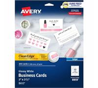 Avery Ink Jet One-Side Printable Clean Edge Business Cards, White, One-Side Glossy, Pack of 200 (8859)