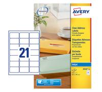 Avery Inkjet Address Label 63.5X38.1Mm 16 Per A4 Sheet Clear Pack 525 Labels J85