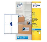 Avery Smudge Free Printable Parcel Labels - Quickdry Shipping Stickers - 99.1 x 139 mm - 4 per Sheet - 100 White Blank Address Labels (J8169-25)