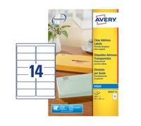 Avery Inkjet Address Label 99.1x38.1mm 14 Per A4 Sheet Clear (Pack 350 Labels) J