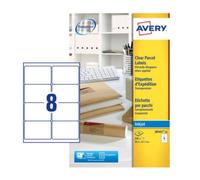 Avery labels J8565-25 Transparent inkjet labels 8 labels/sht, 25 sht/pk 200 tot