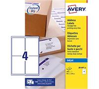 Avery Inkjet Address Labels J8169-25 adhesive A4 White 13.9 x 9.91 cm 25 Sheets of 4 Labels
