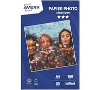Avery Inkjet Glossy Photo Paper, A4, 160 g/m² 50 Sheets