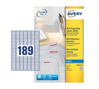 Avery J8658-25 Printable, Customisable Mini Filing Labels, 189 Labels Per A4 Sheet, White