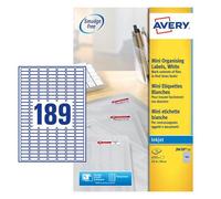 Avery labels J8658-25 Smudge free organising 189 labels/sht, 25 shts/pk 4725 tot