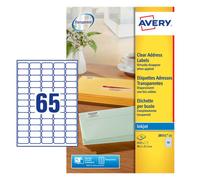 Avery Inkjet Mini Label 38.1X21.2Mm 65 Per A4 Sheet Clear Pack 1625 Labels J8551