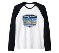 Avery Island Louisiana Vintage Swamp Nature Night Scene Raglan Baseball Tee