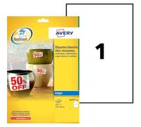 Avery J4775-10 Heavy Duty Weatherproof Printable Labels for Inkjet Printers (210 x 297 mm Labels, 1 Label per A4 Sheet, 10 Sheets per Pack) - White