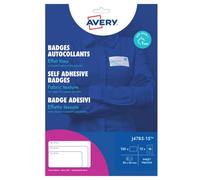 Avery J4785-15 15 Sheets Of 10 Printable Customisable Textile Name Badges Silk Acetate, 80 X 50 mm, For Inkjet Printers, 150