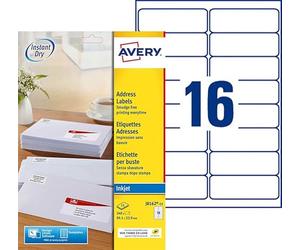 Avery J8162-15 White Self-Adhesive Labels 240 Pieces 99.1 x 33.9 mm - A4 Sheet, Inkjet Printer, Compact Size, FSC Paper, Compatible with My Online Stamp