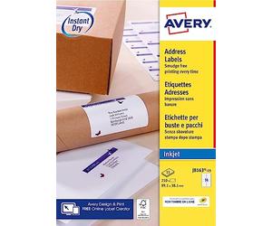 Avery J8163-15 Self-Adhesive Labels White 210 Pieces 99.1 x 38.1 mm - A4 Sheet, Inkjet Printer, Compact Size, FSC Paper, Compatible with My Online Stamp