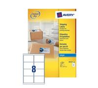Avery Printable, Customisable Parcel Shipping Labels, Inkjet Printers, 8 Labels Per A4 Sheet, 800 Labels, Quickdry (J8165), White, 100 Sheets