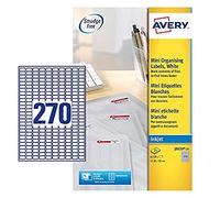 Avery J8659-25 Printable, customisable Mini Filing Labels, 270 Labels Per A4 Sheet, White