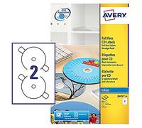 Avery J8676-25 Self-Adhesive Full Face CD Labels, 2 Labels Per A4 Sheet