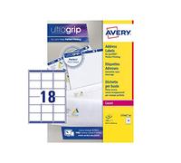 Avery labels L7161-40 Ultragrip, Jam Free 18 labels/sht, 40 shts/box 720 total