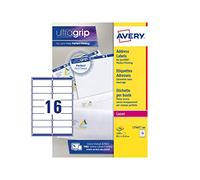 Avery JamFREE, Printable, Address Labels, Customisable, 99.1 x 33.9mm, White, 16 Labels per Sheet, 1600 Blank Labels per Pack (L7162-100)