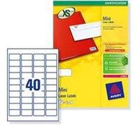 Avery JamFREE, Printable, Mini Multipurpose Labels, Customisable, 45.7 x 25.4 mm, White, 40 Labels per Sheet, 1000 Blank Labels per Pack (L7654-25)