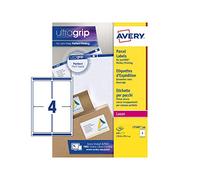 Avery JamFREE, Printable, Parcel Labels, Customisable, 139 x 99.1 mm, White, 4 per Sheet, 400 Blank Labels per Pack (L7169-100)