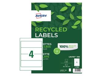 Avery JamFREE Recycled Labels, 192x61mm, 400 Labels/Pack (LR4761-100)