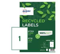 Avery Printable, Customisable Recycled Parcel Shipping Labels, Laser Printers, 1 Label Per A4 Sheet, 100 Labels, QuickPEEL (LR7167) White, 199.6 x 289.1 mm