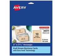 Avery Kraft Brown Business Cards with Sure Feed Technology, 2" x 3.5", Laser/Inkjet, 150 Printable Cards, Ideal for Appointments & Loyalty (28311)