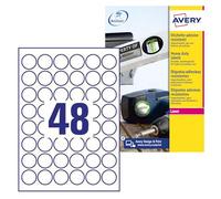 Avery L4716-20 Extra-Strong Adhesive Heavy Duty Weatherproof Round Labels, 48 Labels Per A4 Sheet