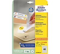Avery L4736REV-25 Mini Multipurpose Labels Removable 45.7 x 21.2 mm White 25 Sheets of 48 Labels