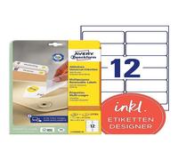 Avery L4743REV-25 Self-Adhesive Removable Labels, 12 Labels Per A4 Sheet, white,