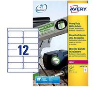 Avery L4776-20 Extra-Strong Adhesive Heavy Duty Weatherproof Labels,White,12 Lab