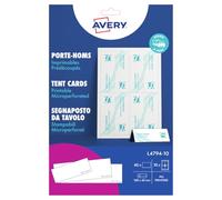 Avery L4794-10 Printable Place/Tent Cards, 4 Cards Per A4 Sheet,White