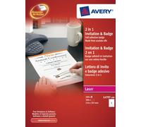 Avery Dennison L4797-100 2-in-1 Invitation Letter and Self-Adhesive Name Badge (100 Sheets)