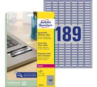 Avery L6008-20 Extra-Strong Adhesive Heavy Duty Labels, 189 Labels Per A4 Sheet