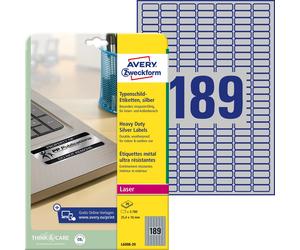 Avery L6008-20 Extra-Strong Adhesive Heavy Duty Labels, 189 Labels Per A4 Sheet
