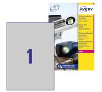 Avery L6013-20 Extra-Strong Adhesive Silver Heavy Duty Labels, 1 Label Per A4 Sheet, 210 x 297