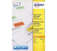 Avery L6035-20 Yellow All-Purpose Labels - 63.5 x 33.9mm - 20 Sheets - Printable & Removable Adhesive