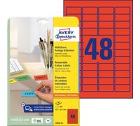Avery L6038-20 Removable Mini Labels (45.7 x 21.2 mm Labels, 48 per A4 Sheet, 20