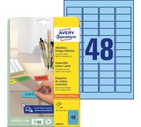 Avery L6039-20 Removable Mini Labels (45.7 x 21.2 mm Labels, 48 per A4 Sheet, 20