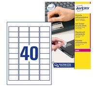 Avery Labels L6145-20 - Tamper-Evident NoPeel Laser Labels, 45.7 x 25.4 mm, Permanent, 800 labels