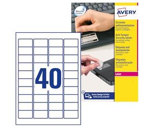Avery L6145-20 Tamper-Evident NoPeel™ Labels, 45.7 x 25.4 mm, Laser, Permanent Adhesive, 800 Labels (L6145-20)