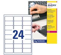 Avery L6146-20 Extra-Strong Adhesive NoPeel Permanent Labels, 24 Labels Per A4 Sheet, white, 63.5 x 33.9 mm