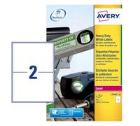 Avery Heavy Duty Labels 2-Per-Sheet White Laser Weatherproof Indoor/Outdoor