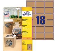 Avery Purpose Form L7110-25 Product-Labels, 42 x 62 mm, 25 Sheet, 450 pcs, Natural Brown